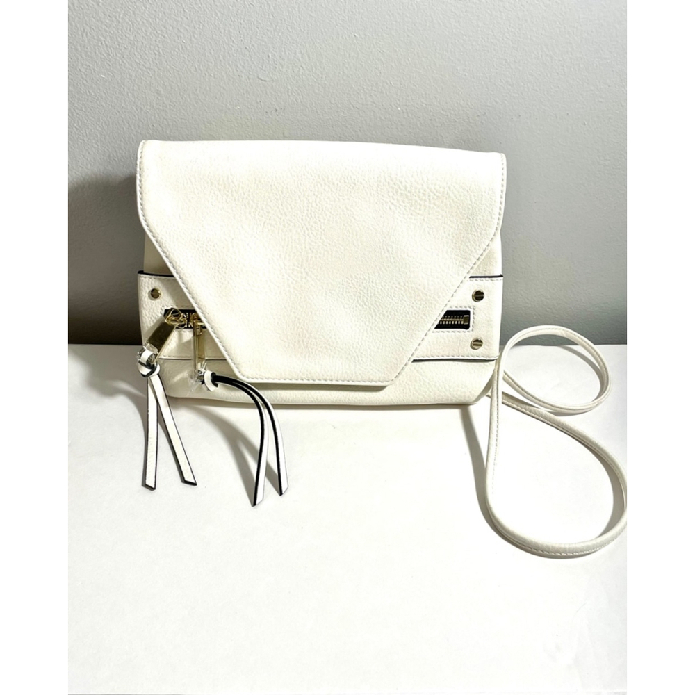 Banana Republic White black gold Envelope Crossbody Bag detachable strap zipper